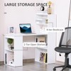 Vynxaria Modern Home Office Desk with 6-Tier Storage Shelves: 47" Writing Table with Integrated Bookshelf in White. - 3 of 4