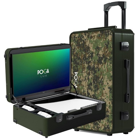 Poga Lux Playstation 5 Premium Portable Console Travel Case Incl. Trolley And 24 Aoc Gaming Monitor Military Green Shell And Camo Target