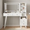Heynemo Fluted Vanity Desk with LED Lighted Mirror, Makeup Table with Drawers, 3 Lighting Colors Touch Control, for Bedroom, White - 2 of 4