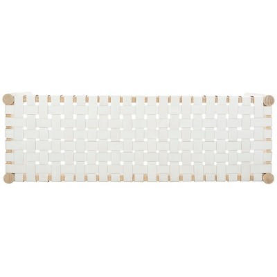 Amalia 47'' Beige and White Leather Weave Transitional Bench