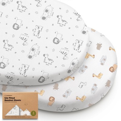 Image of KeaBabies Bassinet Sheet for Baby Girls, Boys, 2-Pack Isla Fitted Bassinet Sheets, Bassinet Mattress Sheets (KeaSafari)
