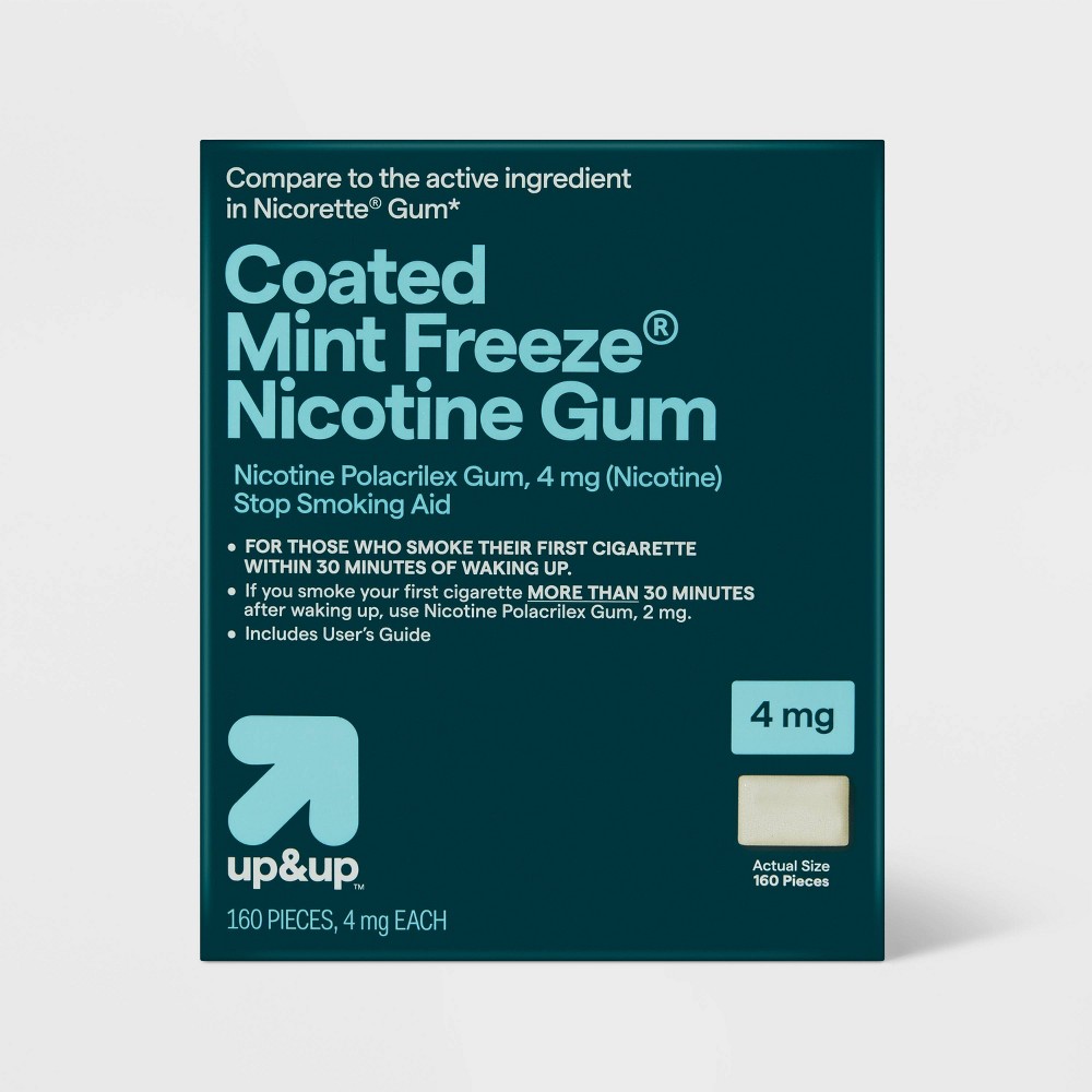 Coated Nicotine 4mg Gum Stop Smoking Aid - Mint Freeze - 160ct - up&up™