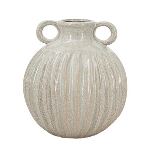 HomeRoots 10" Sage And Gray Round With Handles Ceramic Table Vase - 1 of 4