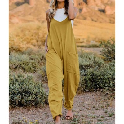 Women's Full Size Sleeveless V-neck Pocketed Jumpsuit - Double Take