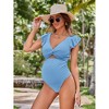 Womens Maternity Swimsuits Cap Sleeve One Pieces Swiss Dot Tie Knot Monokini Bikini - 4 of 4