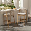 Christopher Knight Home Arlost Outdoor Acacia Wood Barstool with Woven Rope Backrest and Cushion (Set of 2) - 2 of 4