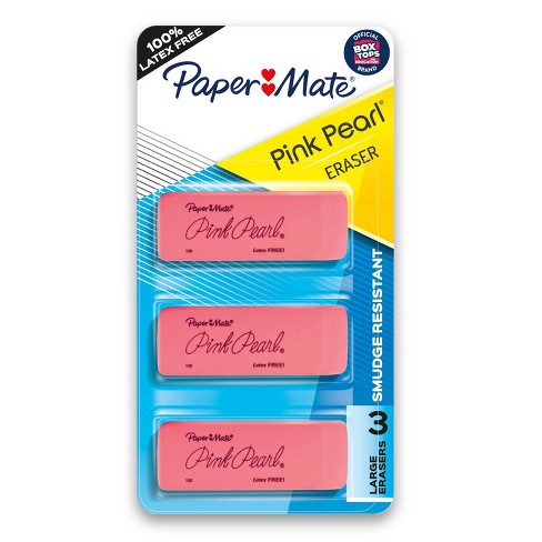 Paper Mate 3pk Pencil Erasers Pink Pearl : Target
