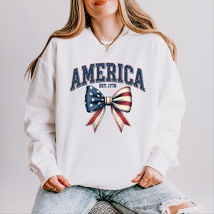 Simply Sage Market Coquette America EST. 1776 Lightweight Garment Dyed Sweatshirt - 1 of 4