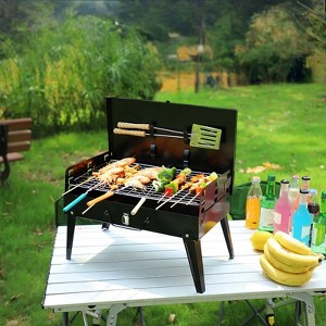SEVOBAL Outdoor Grills, Griddles and Smokers 3 Height Adjustable Foldable Charcoal Grill for Camping, Picnics, Backyard BBQ, Black, 17.7"*11.02"*3.1" - 1 of 4