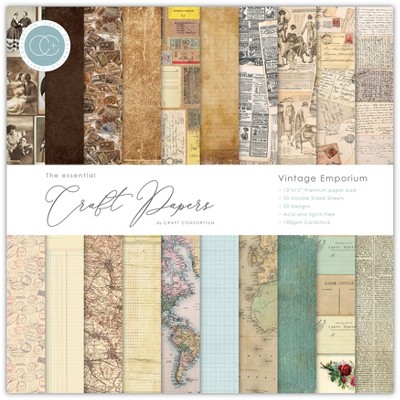 Craft Consortium Double-Sided Paper Pad 12"X12" 30/Pkg-Vintage Emporium, 20 Designs