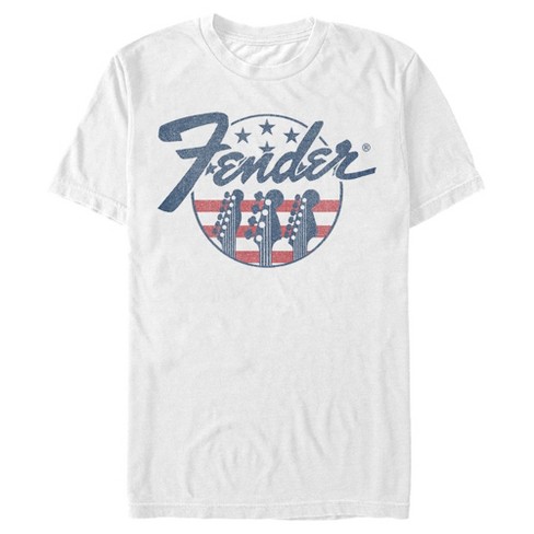 Men s Fender Stars and Stripes Logo T Shirt White Large