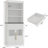 Homhougo Kitchen Pantry Cabinet,70" Tall Kitchen Storage Cabinet with Drawer & 2 Glass Doors and 3 Shelves White - 2 of 4