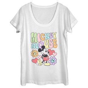 Women's Mickey & Friends Groovy Hearts and Smilies Logo - 1 of 4
