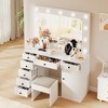 Vanity Desk with Mirror and Light, Makeup Vanity Table with Charging Station, 7 Storage Drawers, 1 Cabinet, 3 Color Lighting Modes - 3 of 4