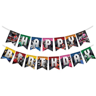 Treasures Gifted Power Rangers Birthday Banner - Power Rangers Party Supplies