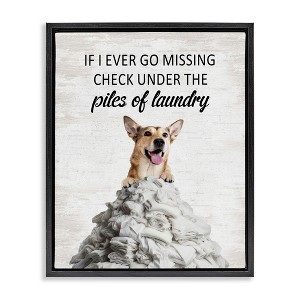 Stupell Industries Piles Of Laundry Dog Black Framed Floater Canvas Wall Art - 1 of 4