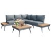 4 Piece Outdoor V Shaped Aluminum Patio Sectional Sofa Set with Side Tables and Coffee Table for Deck Garden Balcony or Poolside-Maison Boucle - 4 of 4
