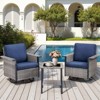 3-Piece Patio Furniture Set, Outdoor Swivel Rocker Patio Chairs Furniture Set of 2 with Side Table & Thicked Cushions for Porch, Balcony, Deck - 2 of 4