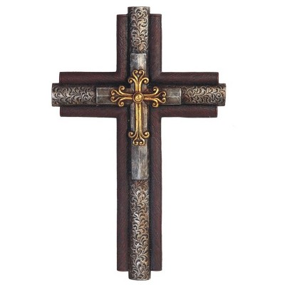FC Design 15.5"H Decorative Cross Religious Sculpture Wall Decoration