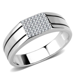 Slickblue Men's Polished Stainless Steel Ring with Clear CZ - Modern & Sturdy April Birthstone Jewelry, Size 8-13 - 1 of 4