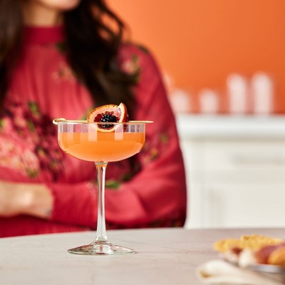 Libbey Paneled Clear Glass Coupe Cocktail Glasses, Set of 4