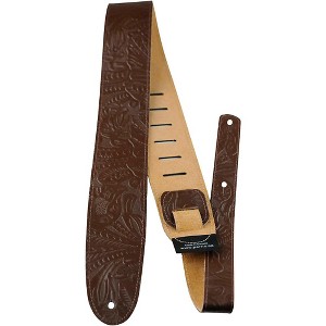 Perri's 2.5" Tooled Western Flower Embossed Leather Guitar Strap Brown - 1 of 1