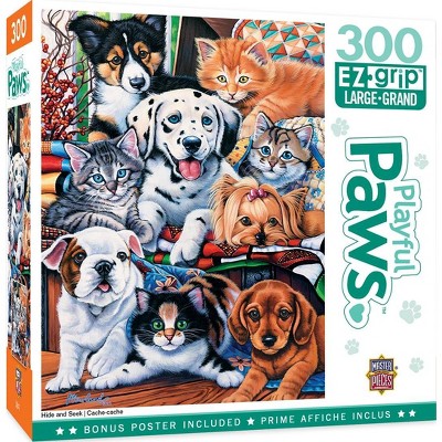 MasterPieces Inc Playful Paws Hide and Seek 300 Piece Large EZ Grip Jigsaw Puzzle