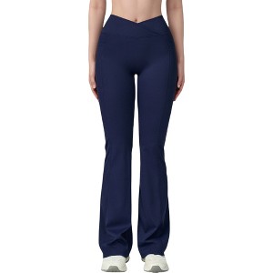 Anna-Kaci Active Women's Crossover Waist Flare Lounge Pants in Soft Woven Fabric with Relaxed Fit and Streamlined Silhouette - 1 of 4