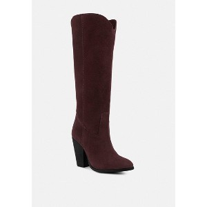 GREAT-STORM Blue Metallic Leather Calf Boots Women - 1 of 4