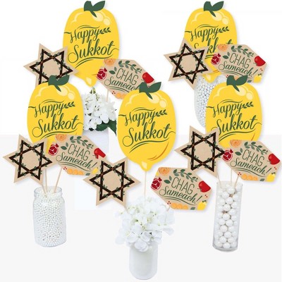 Big Dot of Happiness Sukkot - Sukkah Centerpiece Sticks - Table Toppers - Set of 15