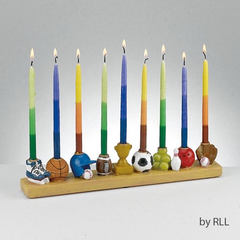 Rite Lite 12” Hand Painted Hanukkah Sports Menorah - Brown/White : Target