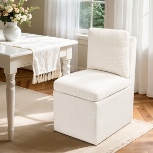 Subrtex Upholstered Dining Chairs with Casters, Modern Single Sofa Chair with Slient Wheels for living room, Arrived Assembed, Oatmeal - 1 of 4