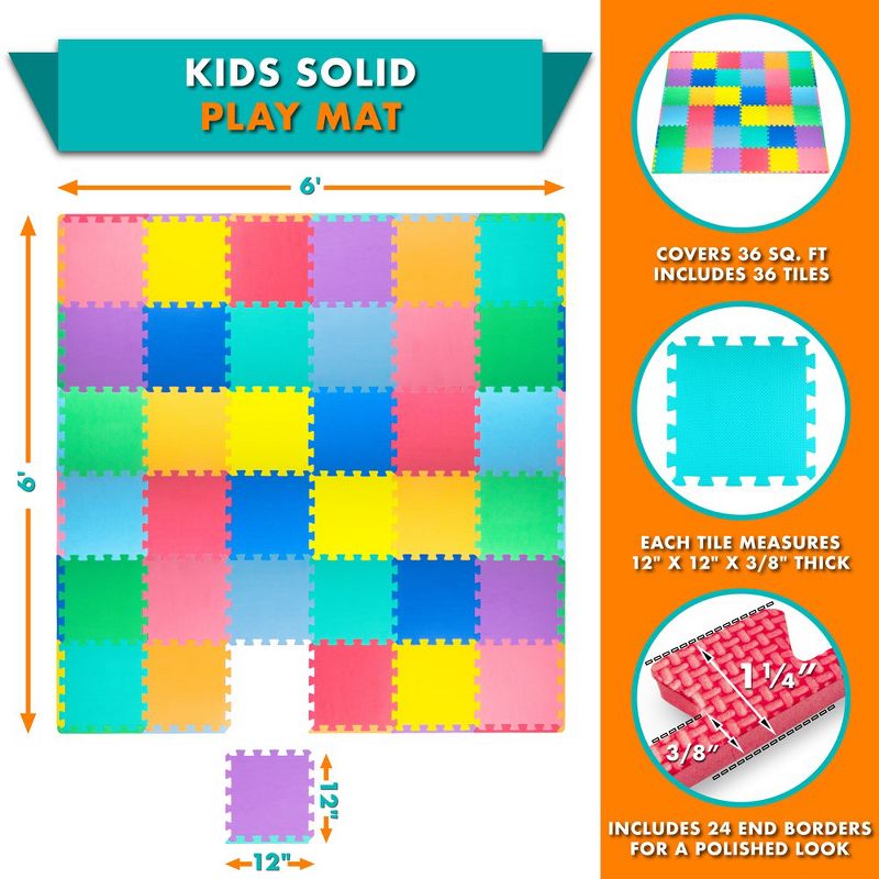 ProSource Kids Solid Floor Play Mat 3/8-in, 2 of 7