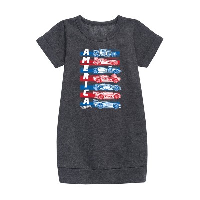 - Hot Wheels - America Cars Graphic Short Sleeve Fleece Dress