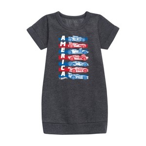 - Hot Wheels - America Cars Graphic Short Sleeve Fleece Dress - 1 of 3