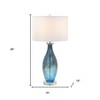 HomeRoots Set of Two 30" Blue Crystal And Glass Table Lamps With White Drum Shades - 3 of 4