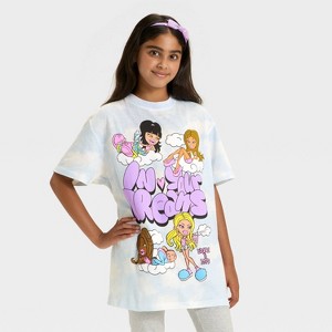 Girls' One Piece Oversized Short Sleeve Graphic T-Shirt - 1 of 4
