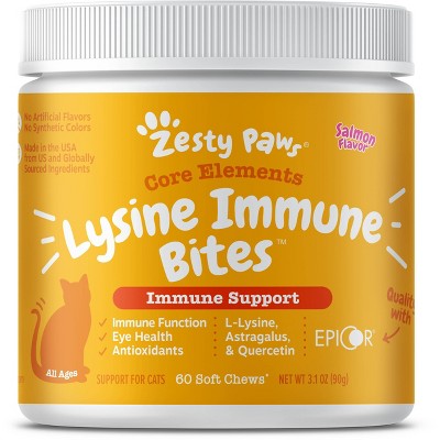 Zesty Paws Core Elements Immune Support Lysine Immune Soft Chews for Dogs - Salmon Flavor - 60ct
