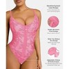 SHAPELLX Lace Bodysuit for Women Tummy Control Shapewear Backless Body Suits One Piece Body Shaper Thongs—Pink 38 - 3 of 3
