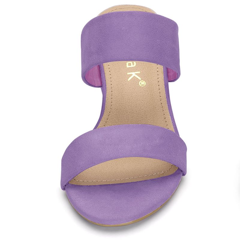 Allegra K Women's Block Heel Dual Straps Slide Sandals, 2 of 7