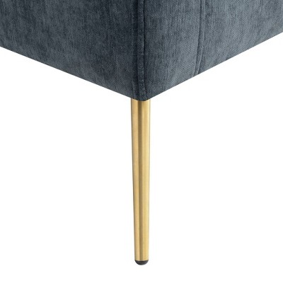 Mid-Century Slate Blue Accent Chair with Gold Legs