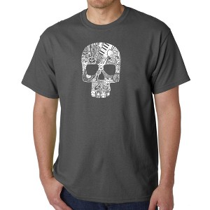 LA Pop Art Rock n Roll Skull - Men's Word Art T-Shirt - 1 of 4