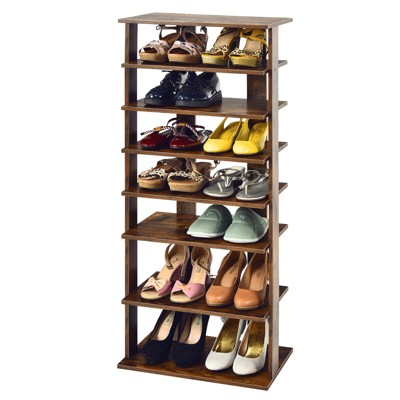 Tangkula 7-Tier Shoe Rack Free Standing Shelf Storage Modern Shoe Rack Organizer Brown/Black/White