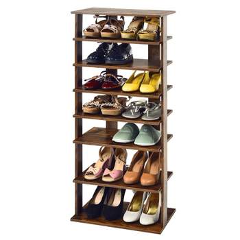 Tangkula Wooden Shoes Racks, Entryway Shoes Storage Stand, Modern 7 Tiers  Shoe Rack Organizer, Space Saving Vertical Shoe Rack, Storage Shelf (White