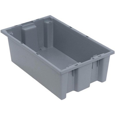 Quantum Storage Systems Stack And Nest Tote, 18"W X 11"D X 6"H, Heavy Duty, 0.50 Cu. Ft. Capacity, Gray Polypropylene