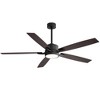 Airsurfer 65" LED Ceiling Fan in Matte Black with Color-Changing Light and Remote- 5-Blade Wood Finish Design - 2 of 4