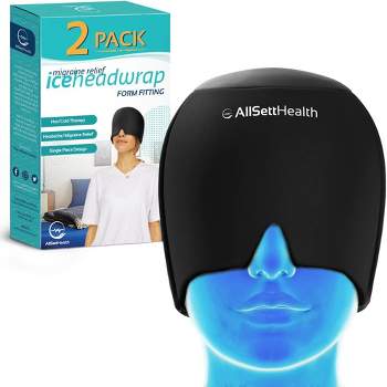 Allsett Health 2 Pack Migraine Relief Cap, One Size Fits All | Hot/Cold Gel Compress, Built in Face and Eye Mask, Hangover, and Stress  Relief