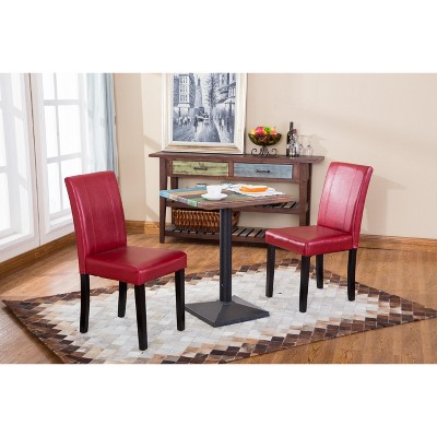 VYNXARIA Urban Style Solid Wood Leatherette Padded Parson Chair, Black, Set of 2