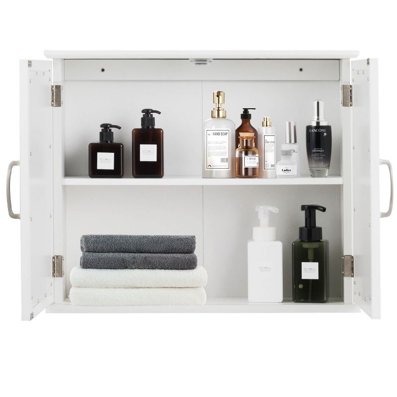 Tangkula 2-Tier Wall-Mounted Bathroom Storage Cabinet Wall Cabinet with 2 Mirror Doors, 2 of 7
