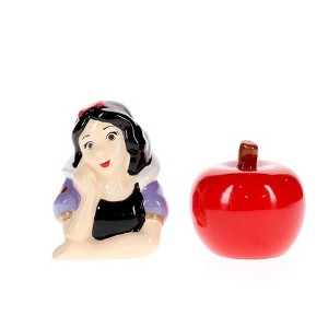 Silver Buffalo Disney Snow White and Apple Ceramic Salt and Pepper Shaker Set - 1 of 4